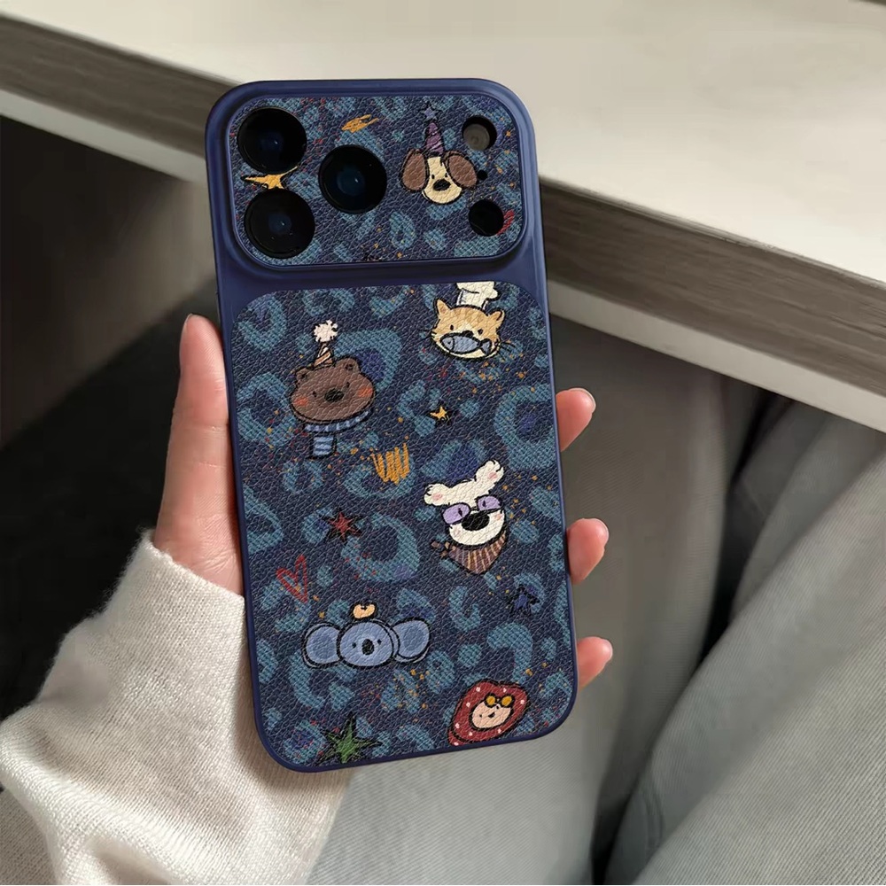 Blue Cartoon Animal Pattern Phone Case - Unbranded